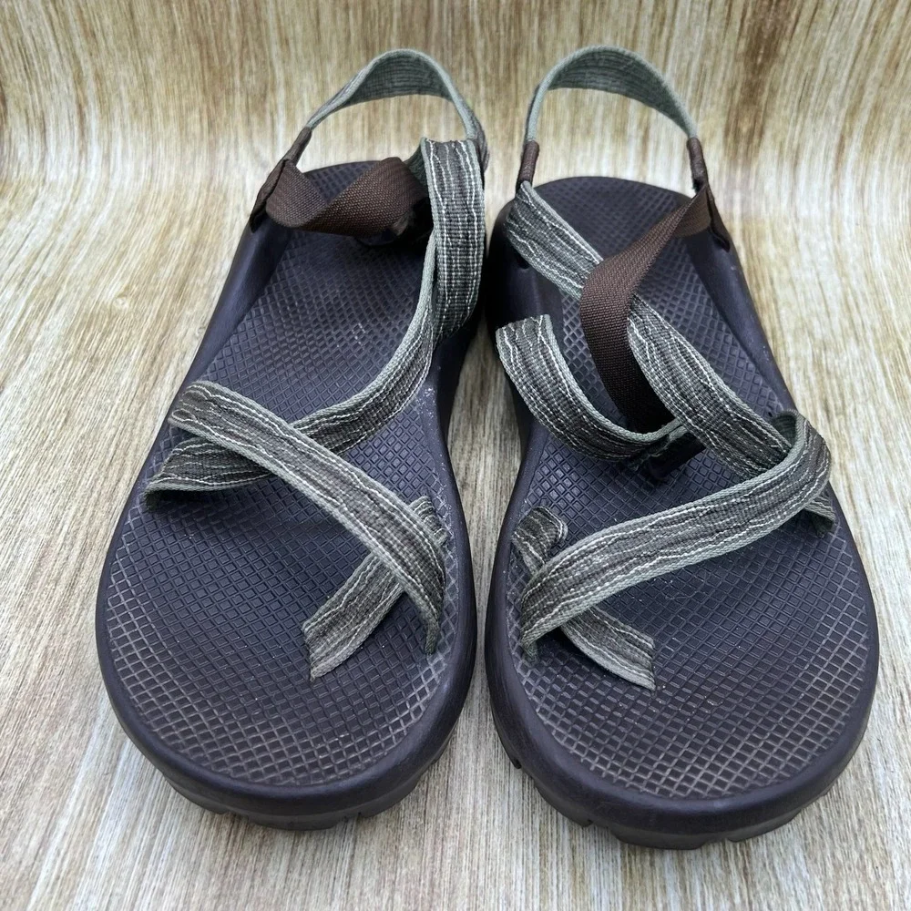 Chaco Z/2 Classic Sandals Mens Size 11 Brown Olive Green Vibram Strappy Toe Loop